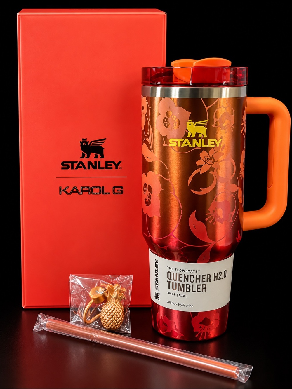 Stanley Orange Floral Quencher H2.0 Tumbler
